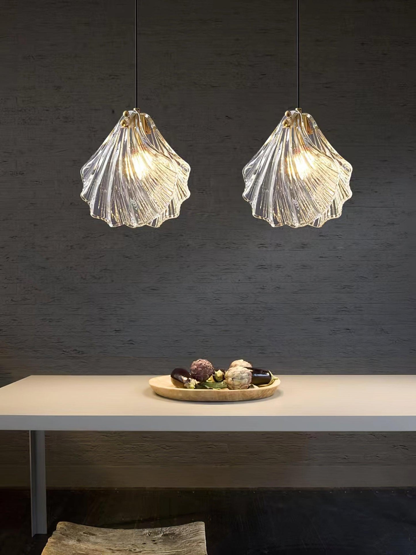 Suspension Coquillage Design Verre LED – Style Marin