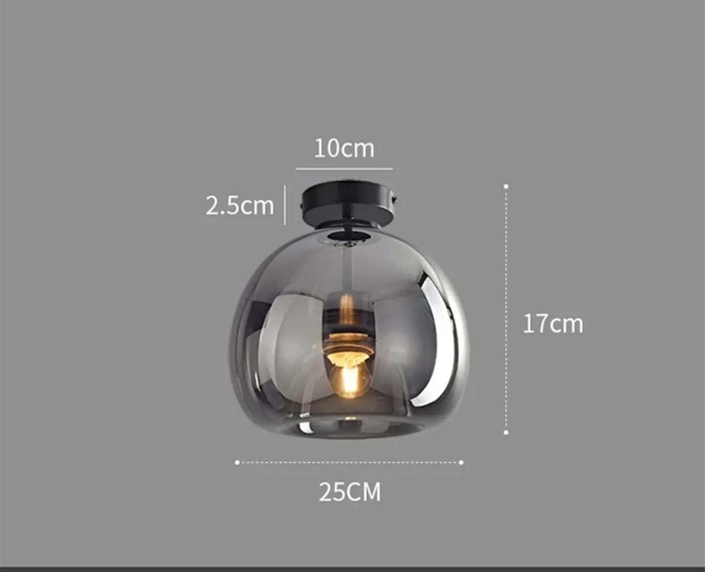 Plafonnier Moderne en Verre Transparent Doré ou Noir
