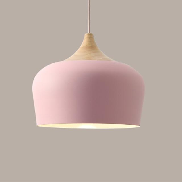 Suspensions Pastel en Métal et Bois – Éclairage Élégant et Moderne