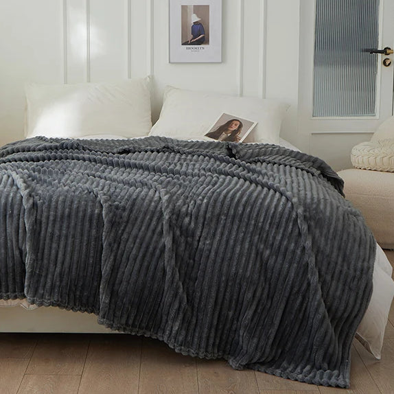Plaid Polaire Rayé Doux et Chaud, Polyester