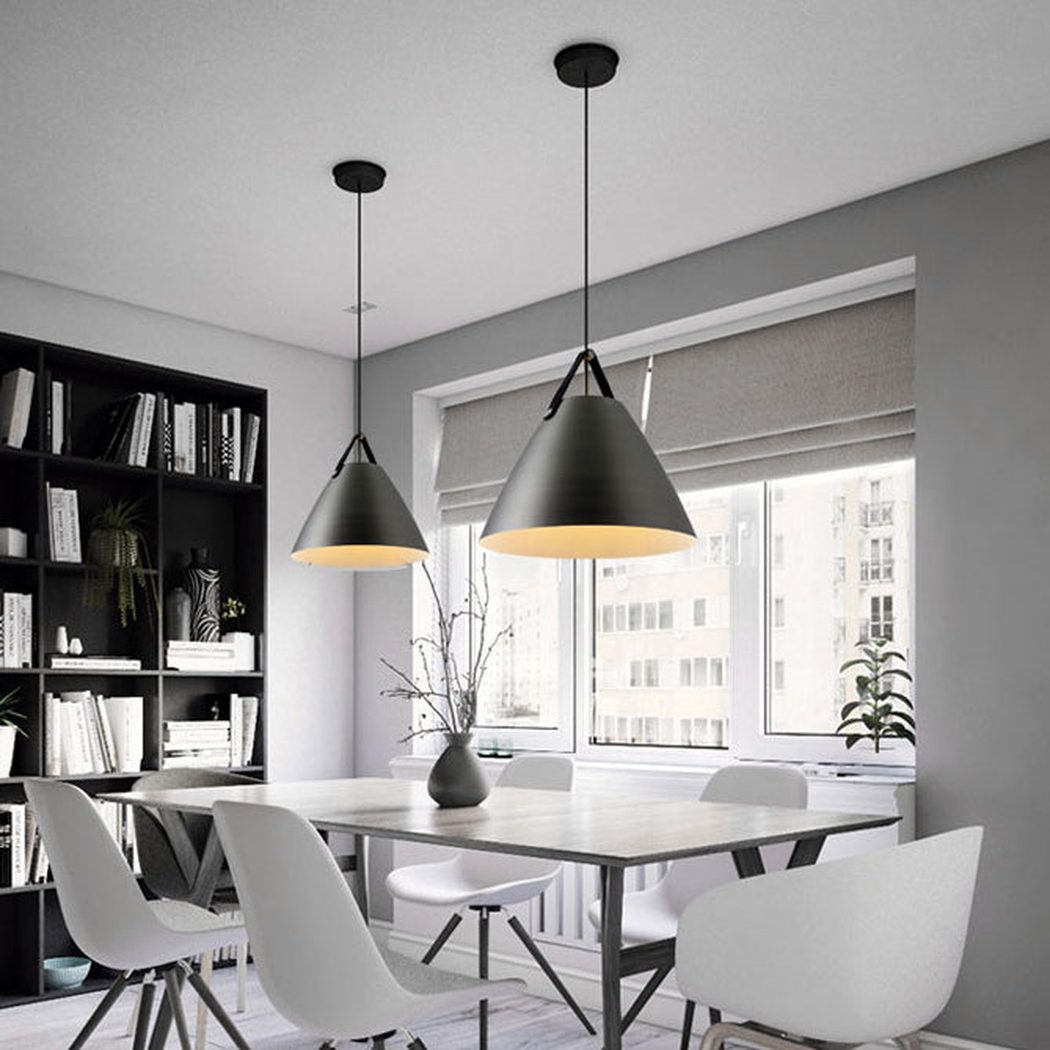 Suspension Minimaliste Métal & Cuir – Design Scandinave