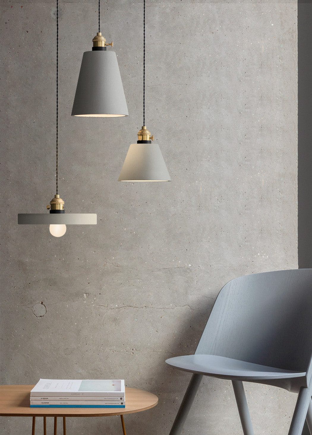 Suspension Béton Vasa avec Douille Laiton Design Brut