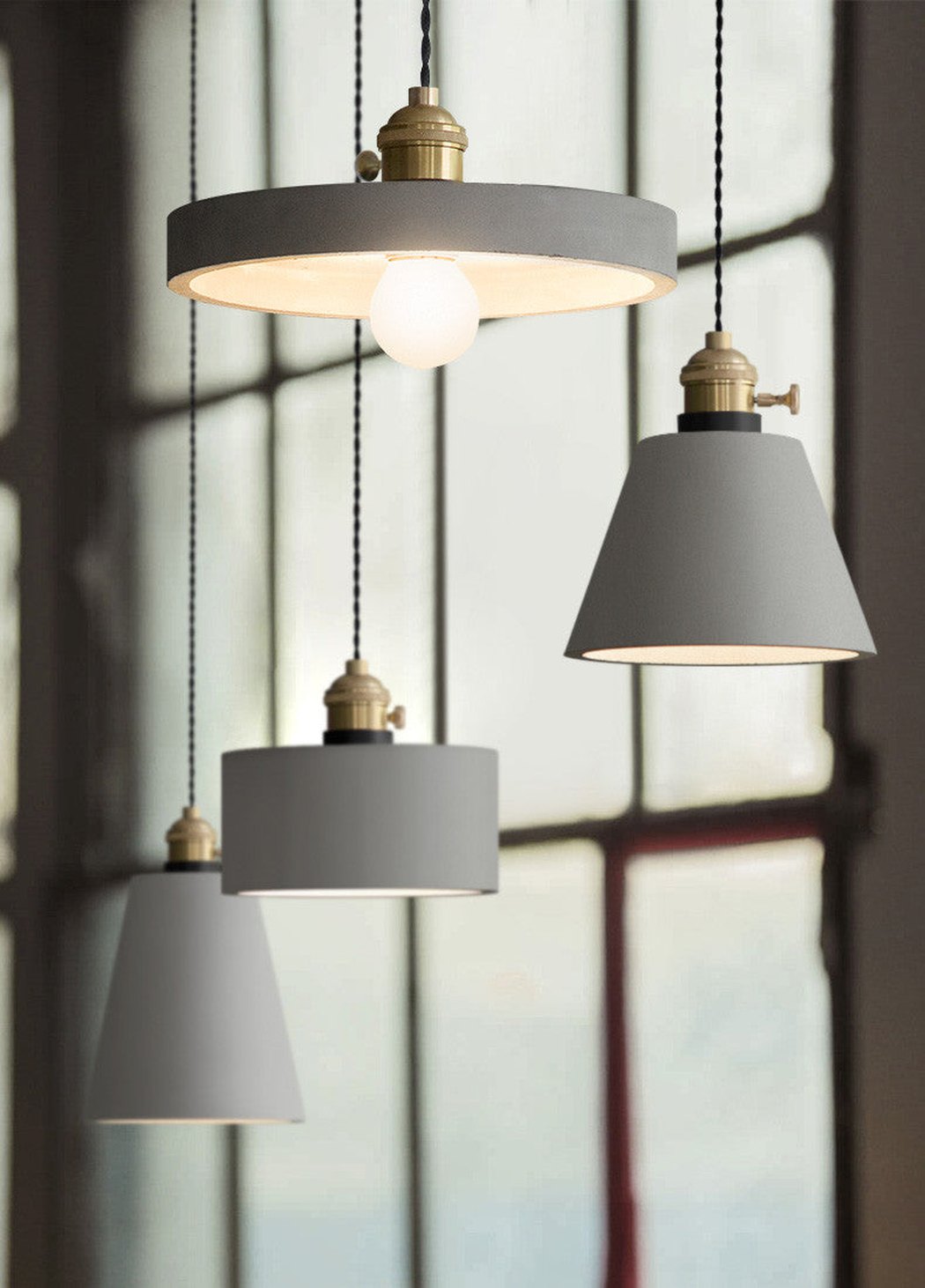 Suspension Béton Vasa avec Douille Laiton Design Brut
