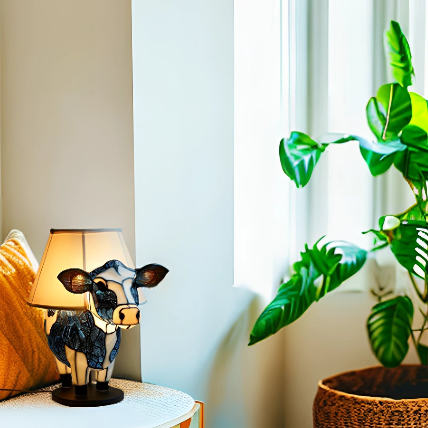Lampe de table Tiffany pour vache| Lampe de Table Animalière au Style Tiffany