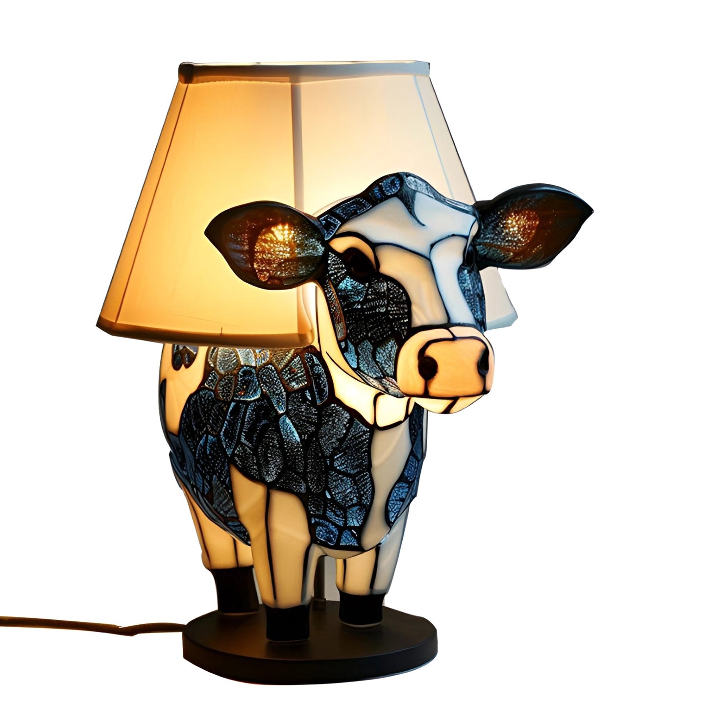 Lampe de table Tiffany pour vache| Lampe de Table Animalière au Style Tiffany