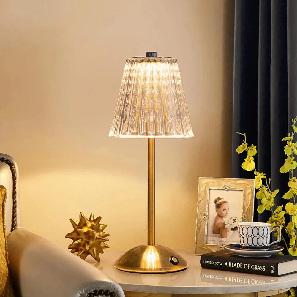 Lampe de Table Sans Fil LED Vintage – Rechargeable & Tactile avec Intensité Réglable
