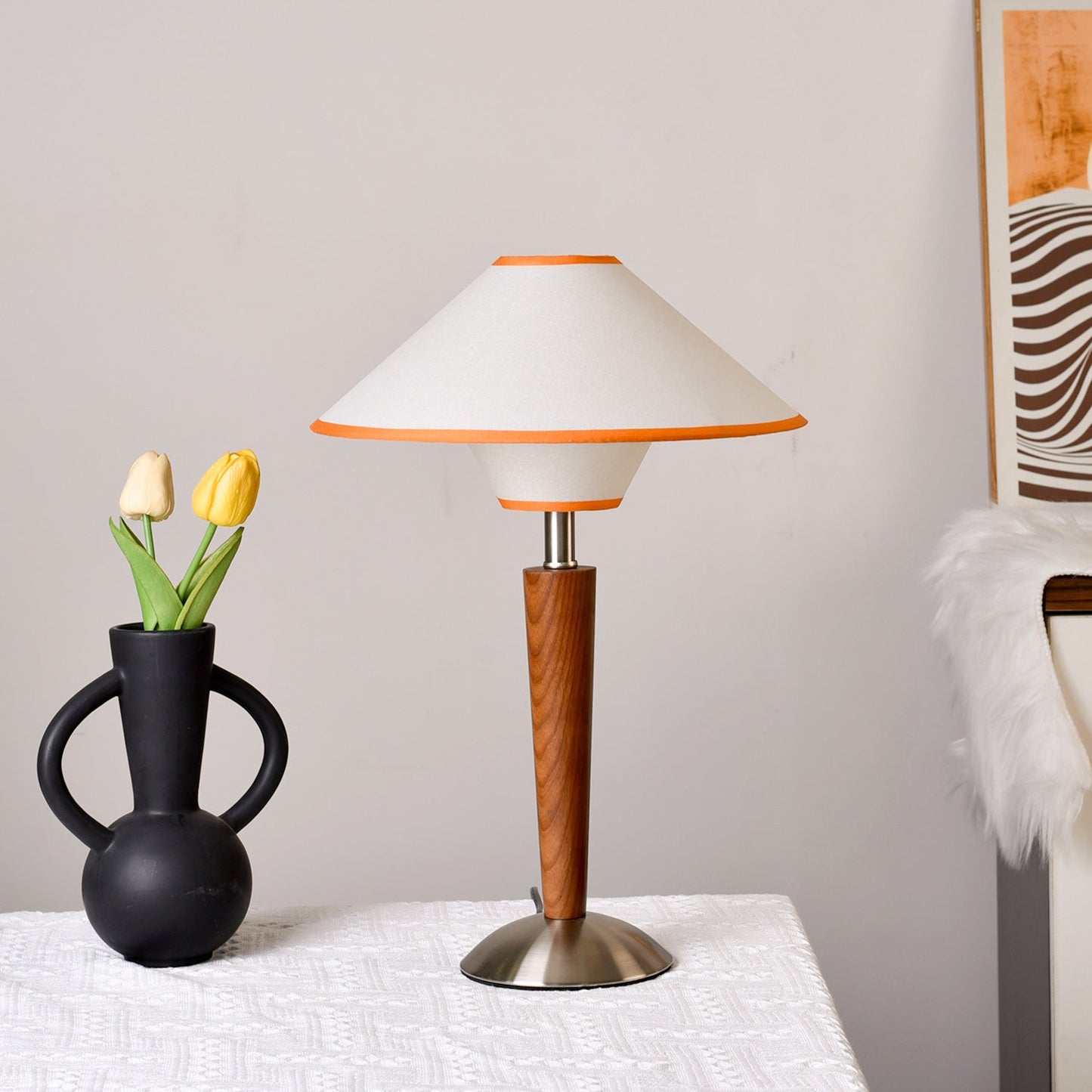 Lampe de Table Talonwood en Bois et Tissu