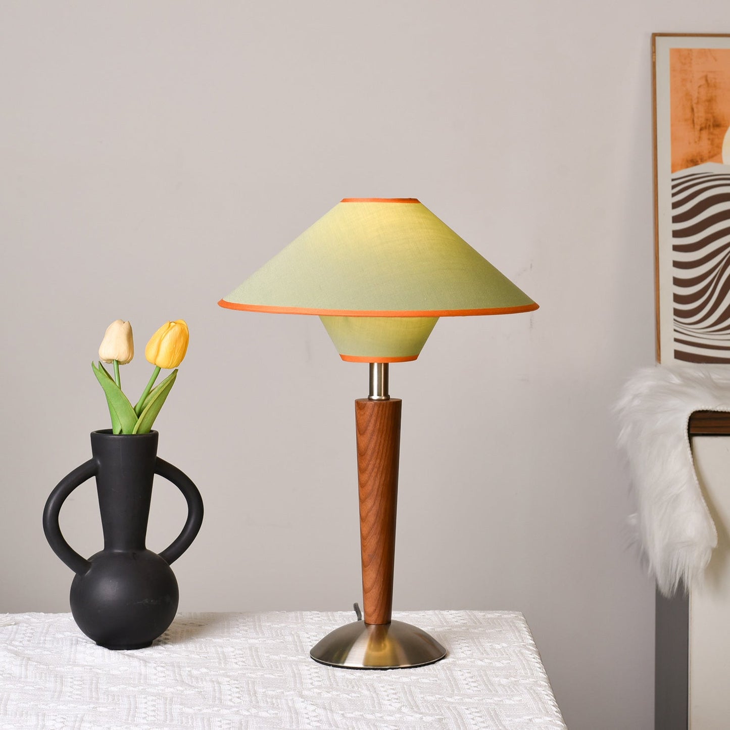 Lampe de Table Talonwood en Bois et Tissu