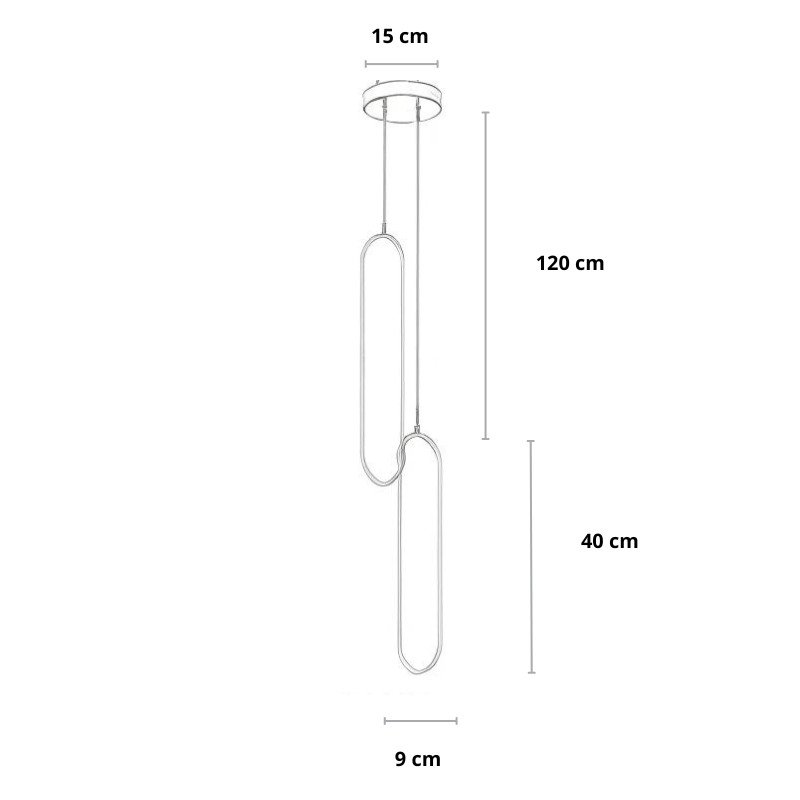 Suspension LED Design Allongé Noir ou Doré Réglable
