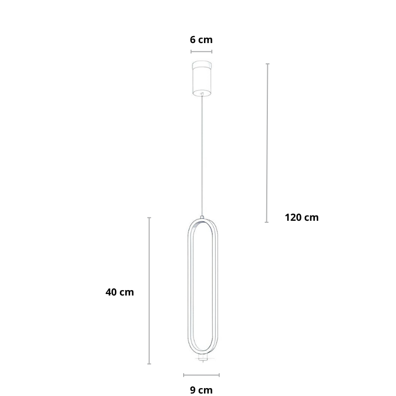Suspension LED Design Allongé Noir ou Doré Réglable