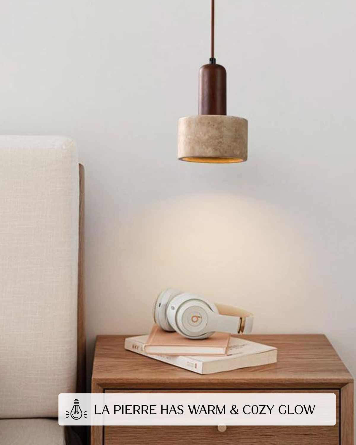 Suspension en Travertin Naturel, Design Minimaliste, E27