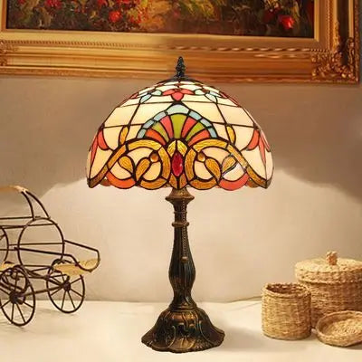 LumiArt - Lampe de Bureau Tiffany avec Verre Coloré et Col Ajustable