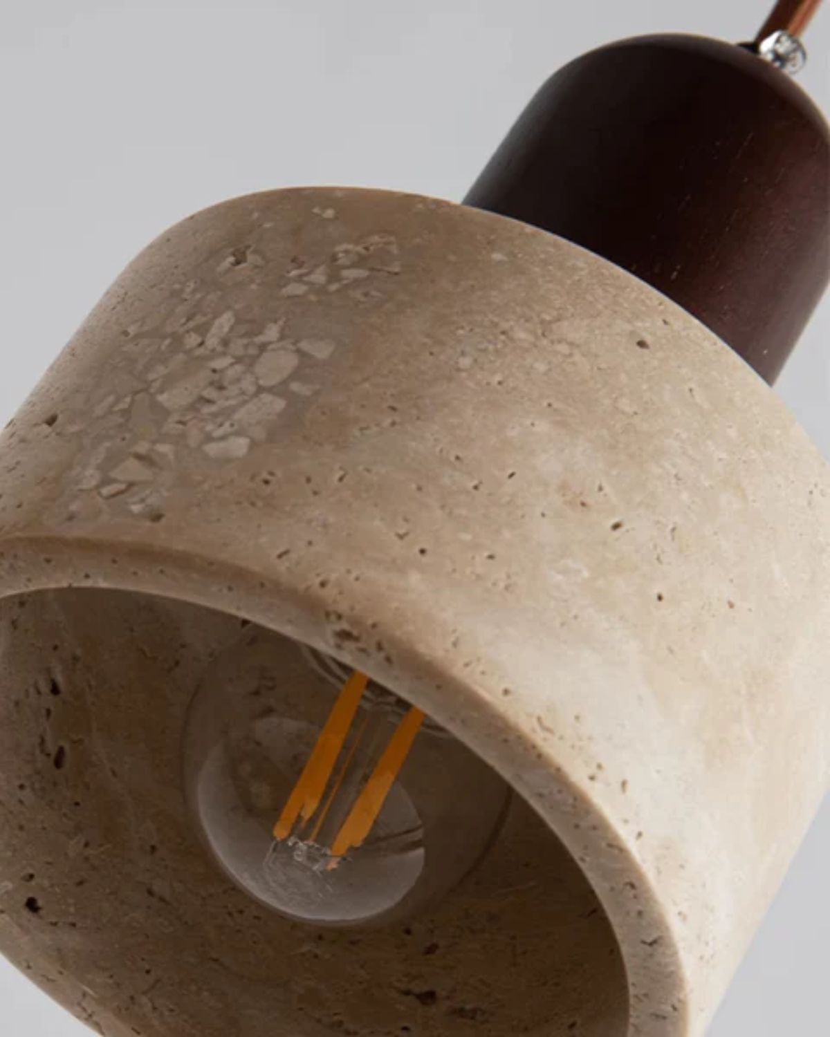 Suspension en Travertin Naturel, Design Minimaliste, E27