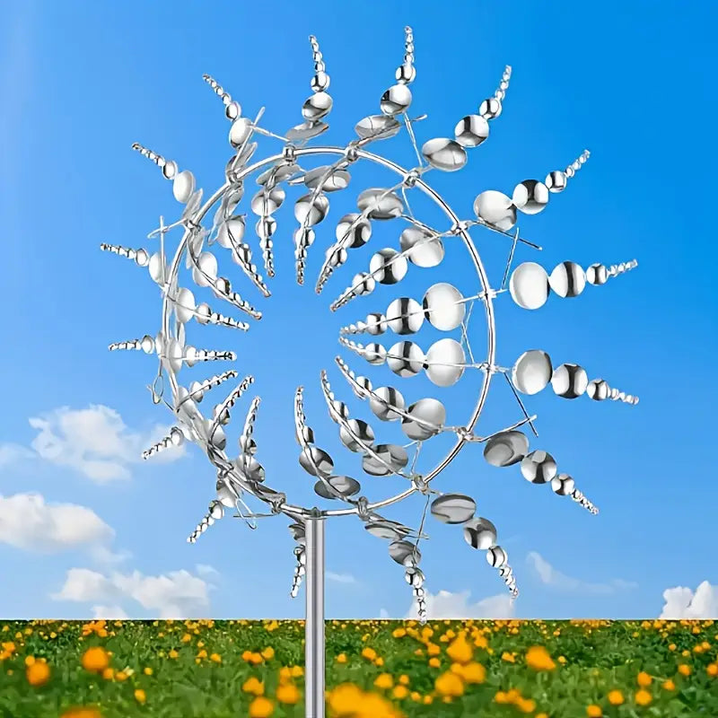 Girouette de Jardin Rotative Multicolore – Sculpture extérieure cinétique en métal