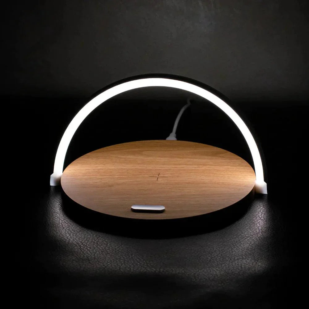 Station 3-en-1 Sans Fil avec Lampe LED et Support Téléphone – PowerDock Épuré pour Bureau