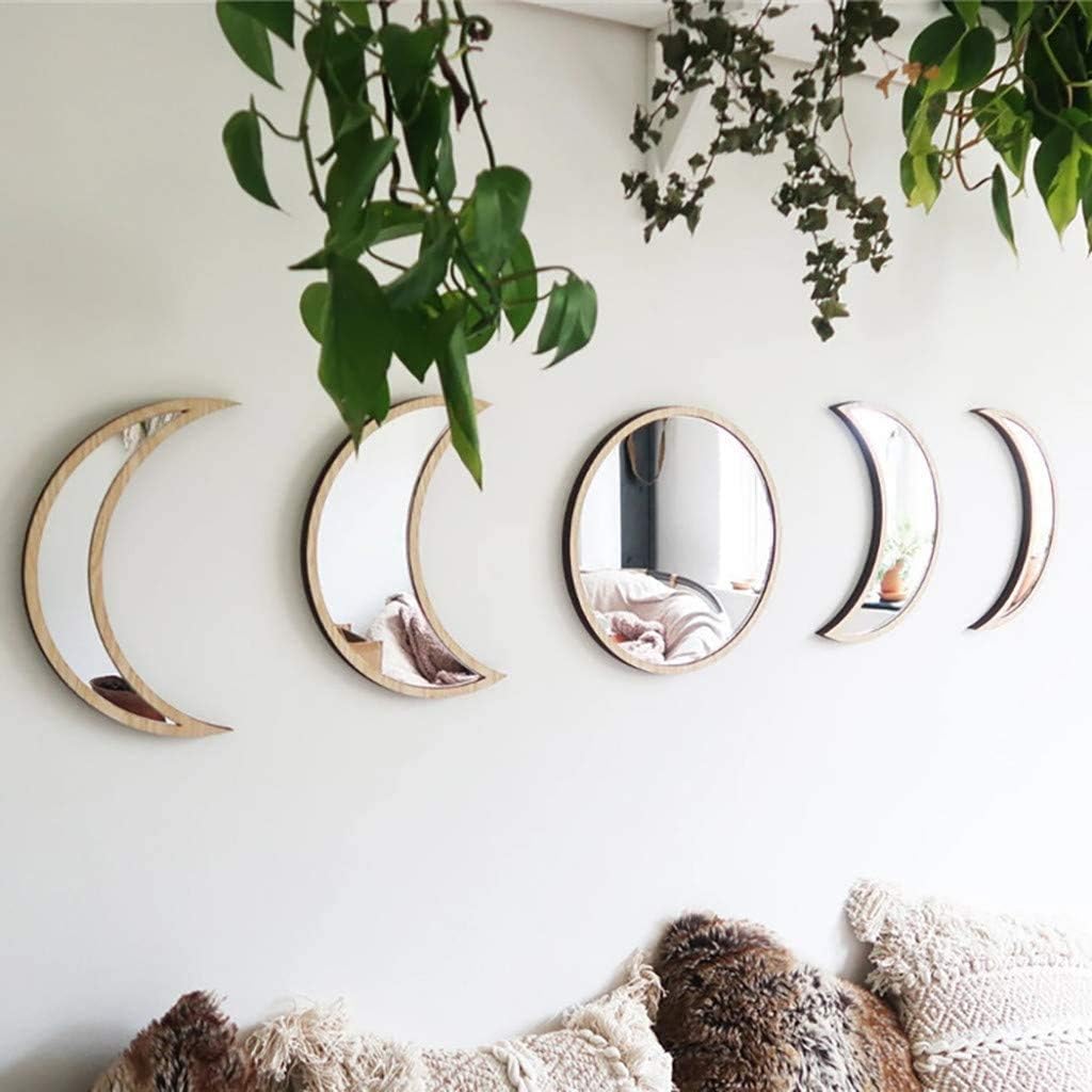 Miroirs Phases de Lune, Lot de 5, Style Bohème Chic