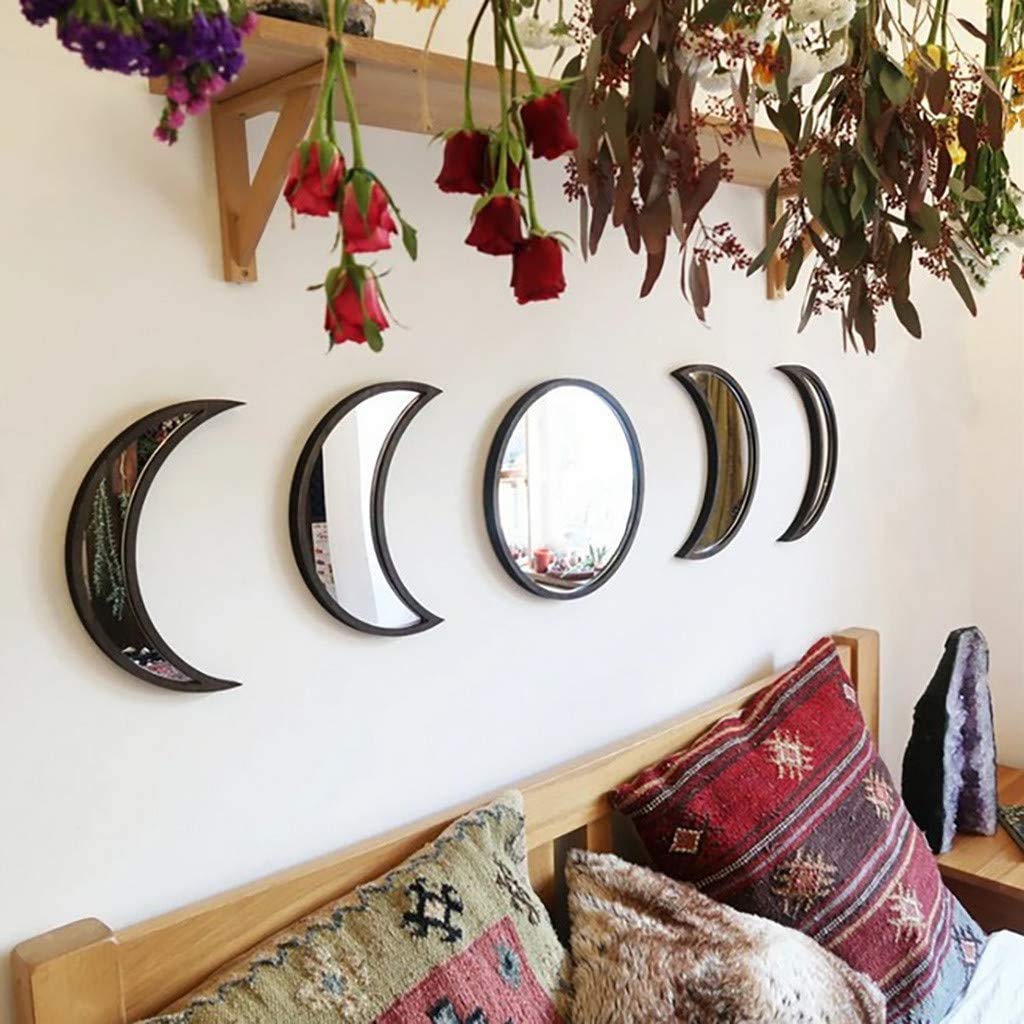 Miroirs Phases de Lune, Lot de 5, Style Bohème Chic