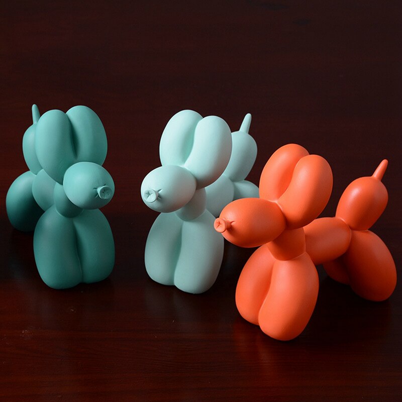 Sculpture Chien Ballon Coloré – Déco Résine Mate Artisanale