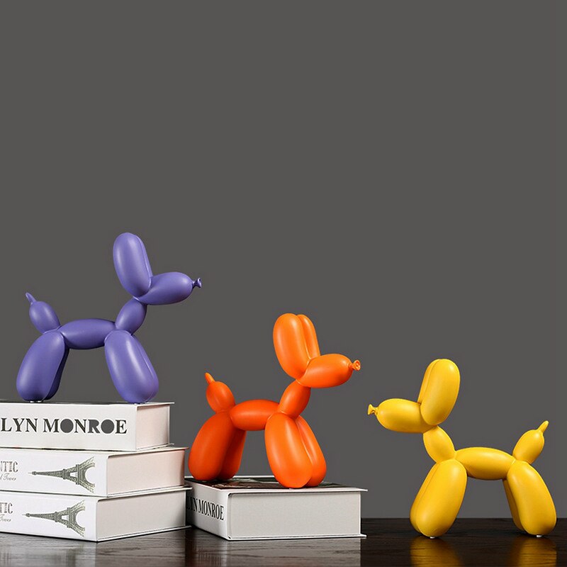 Sculpture Chien Ballon Coloré – Déco Résine Mate Artisanale