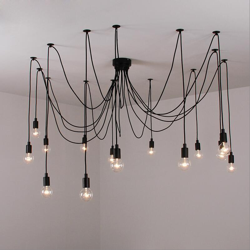 Suspension Moderne, Spider Design Réglable, 40–60W, Noir