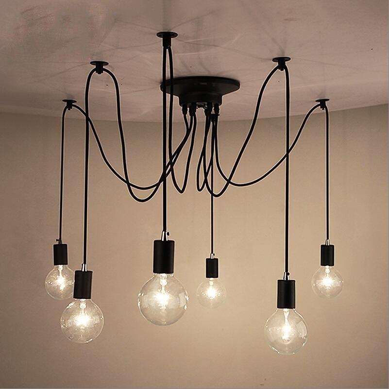 Suspension Moderne, Spider Design Réglable, 40–60W, Noir