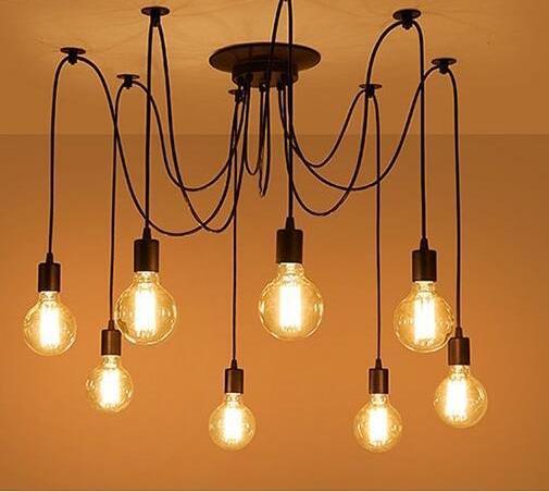 Suspension Moderne, Spider Design Réglable, 40–60W, Noir