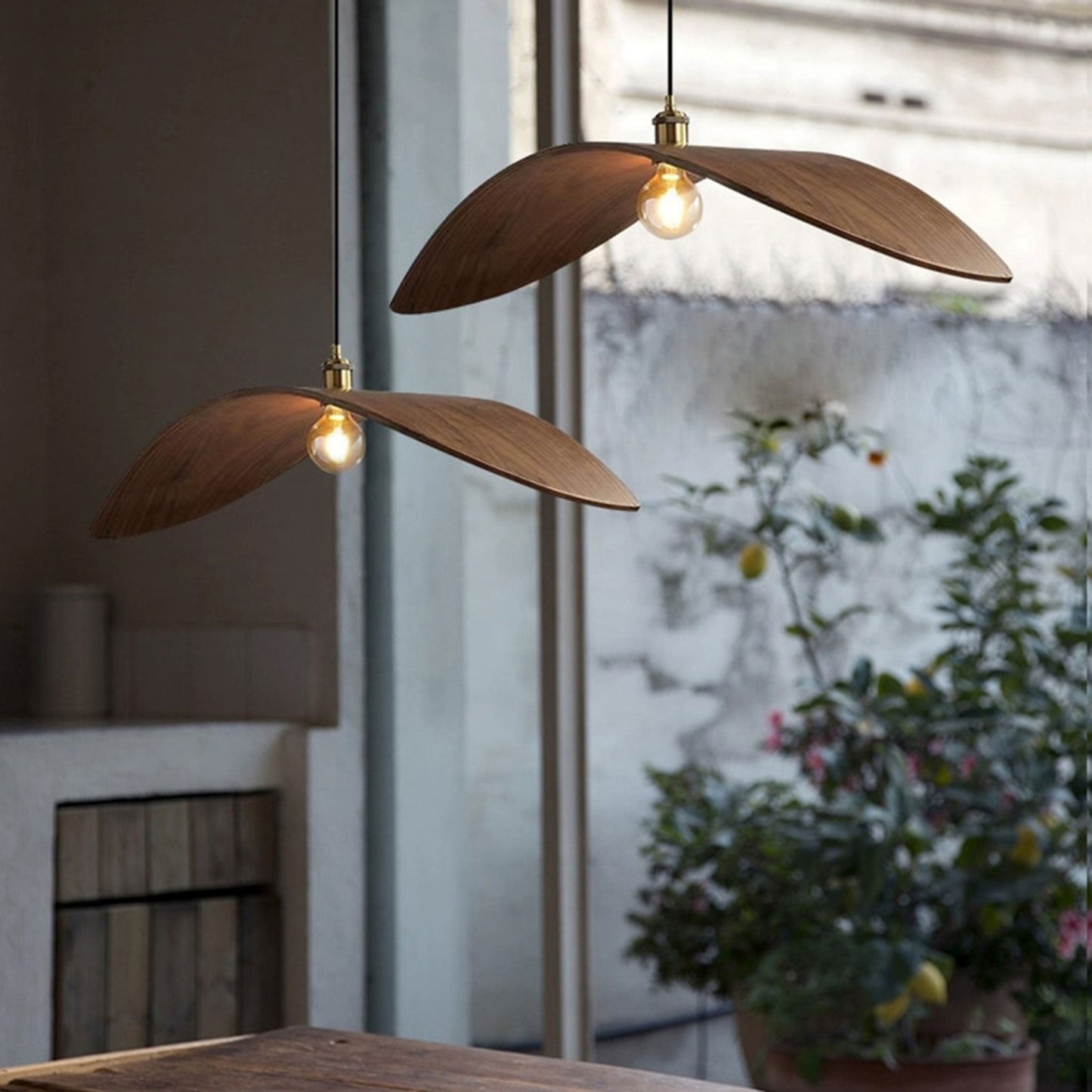 Suspension Bois Wabi-Sabi Japandi, Design Minimaliste