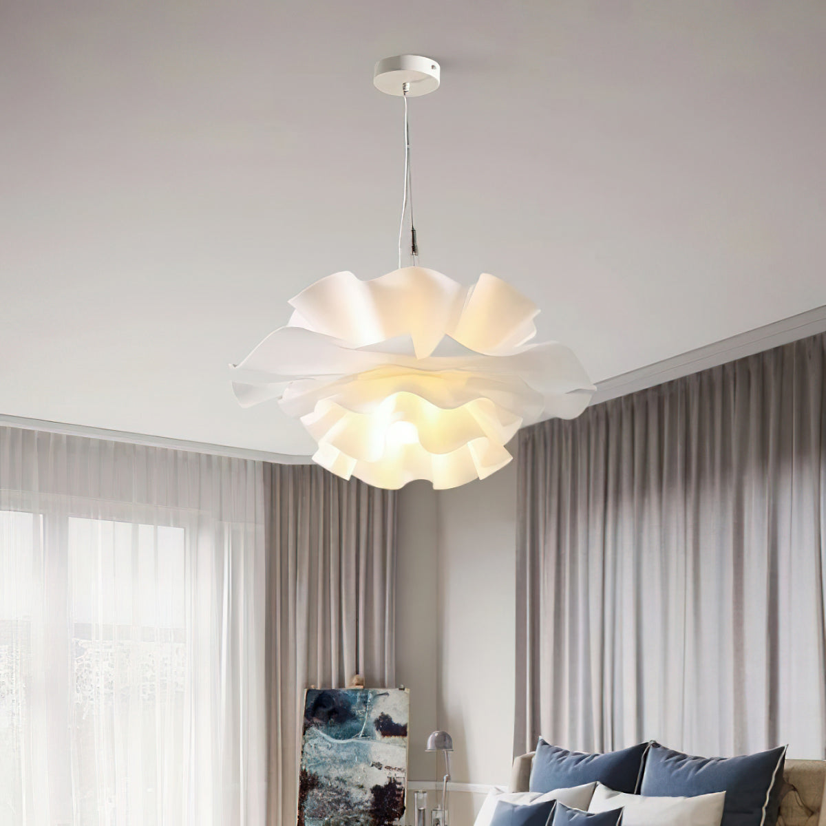 Suspension Lotus Blanche – Élégance Florale pour un Intérieur Moderne