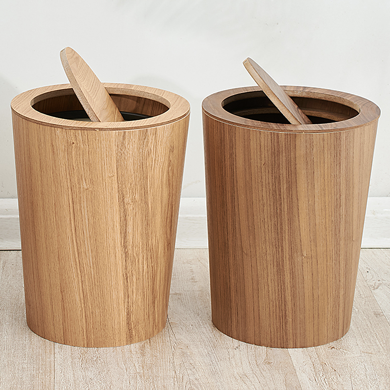 Poubelle Design en Bois Placage 9L avec Couvercle