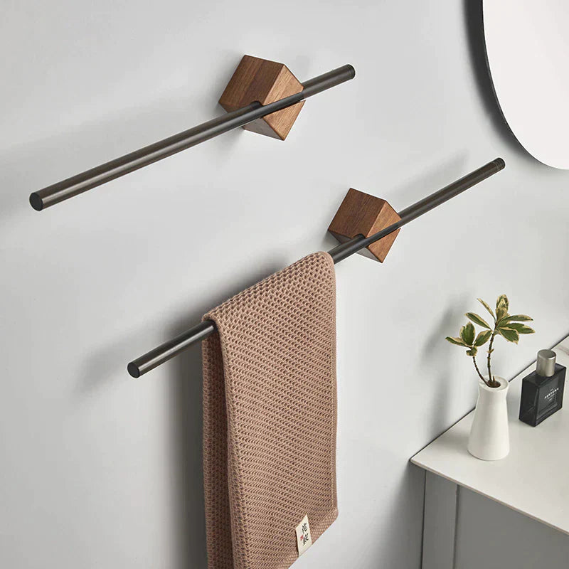 Porte-Serviettes Mural en Acier Inox, Finition Bois