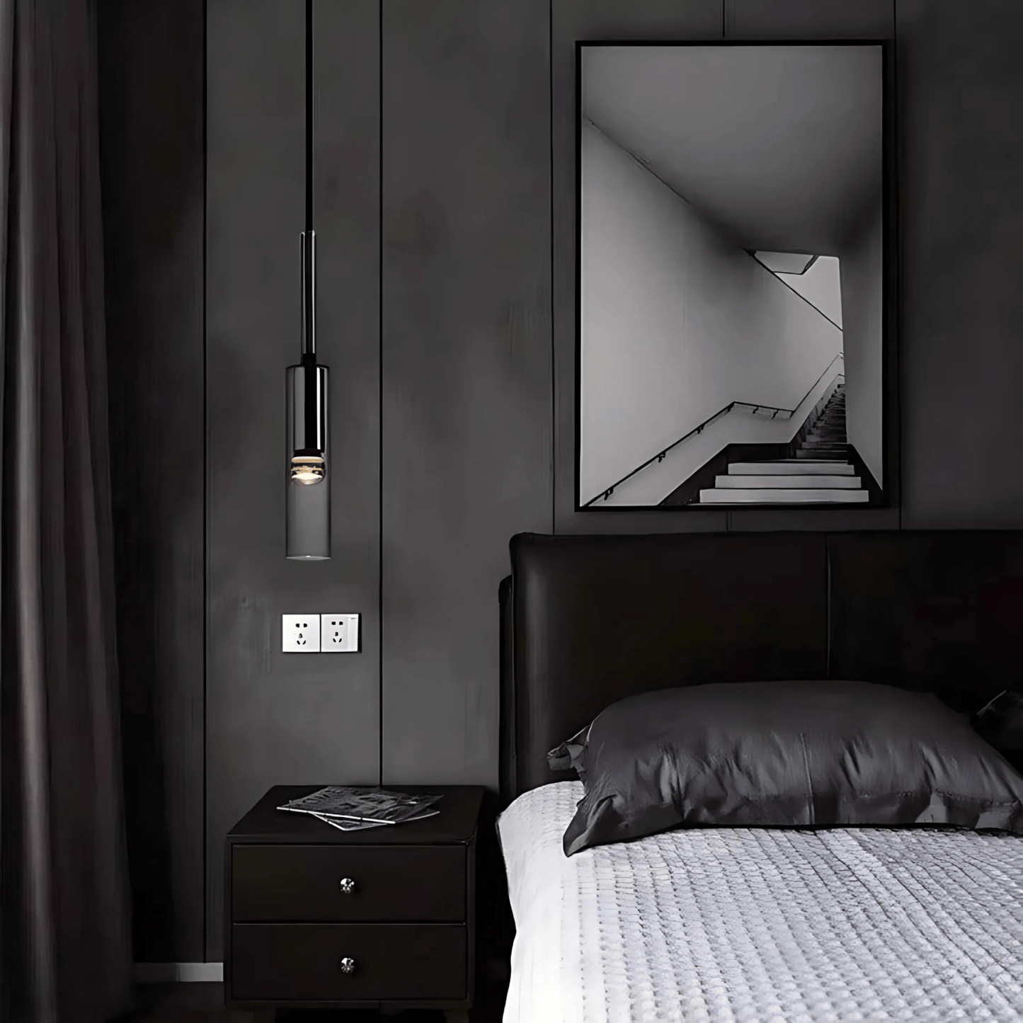 Suspension Design Verre Fumé E27 – Collection Abacus