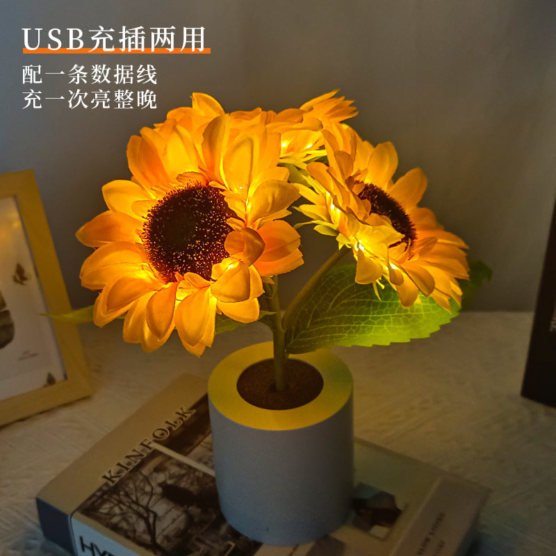 Lampe Tournesol LED Décorative – Éclairage Floral USB avec Effet Lumineux Naturel