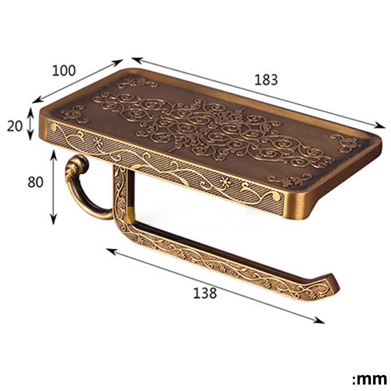 Porte-Papier Toilette Laiton Antique avec Support Mobile