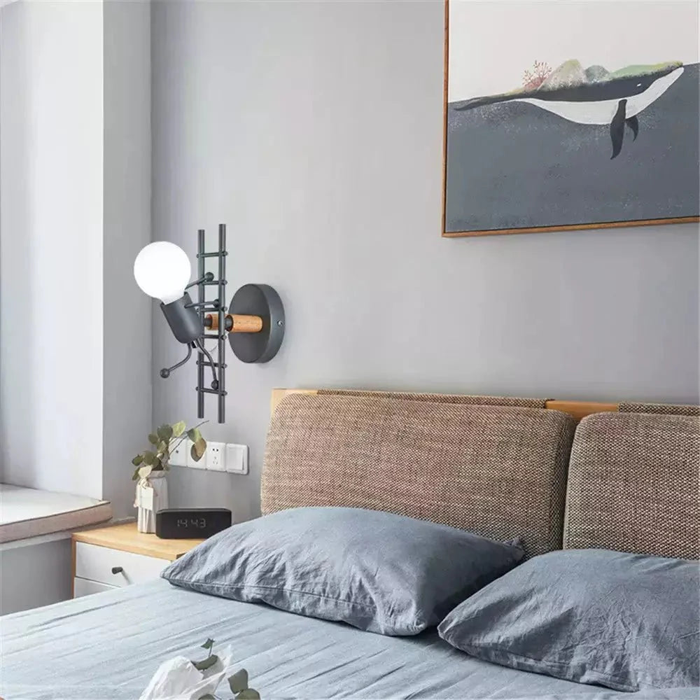 Applique Murale Bonhomme, LED E27 Design Fer