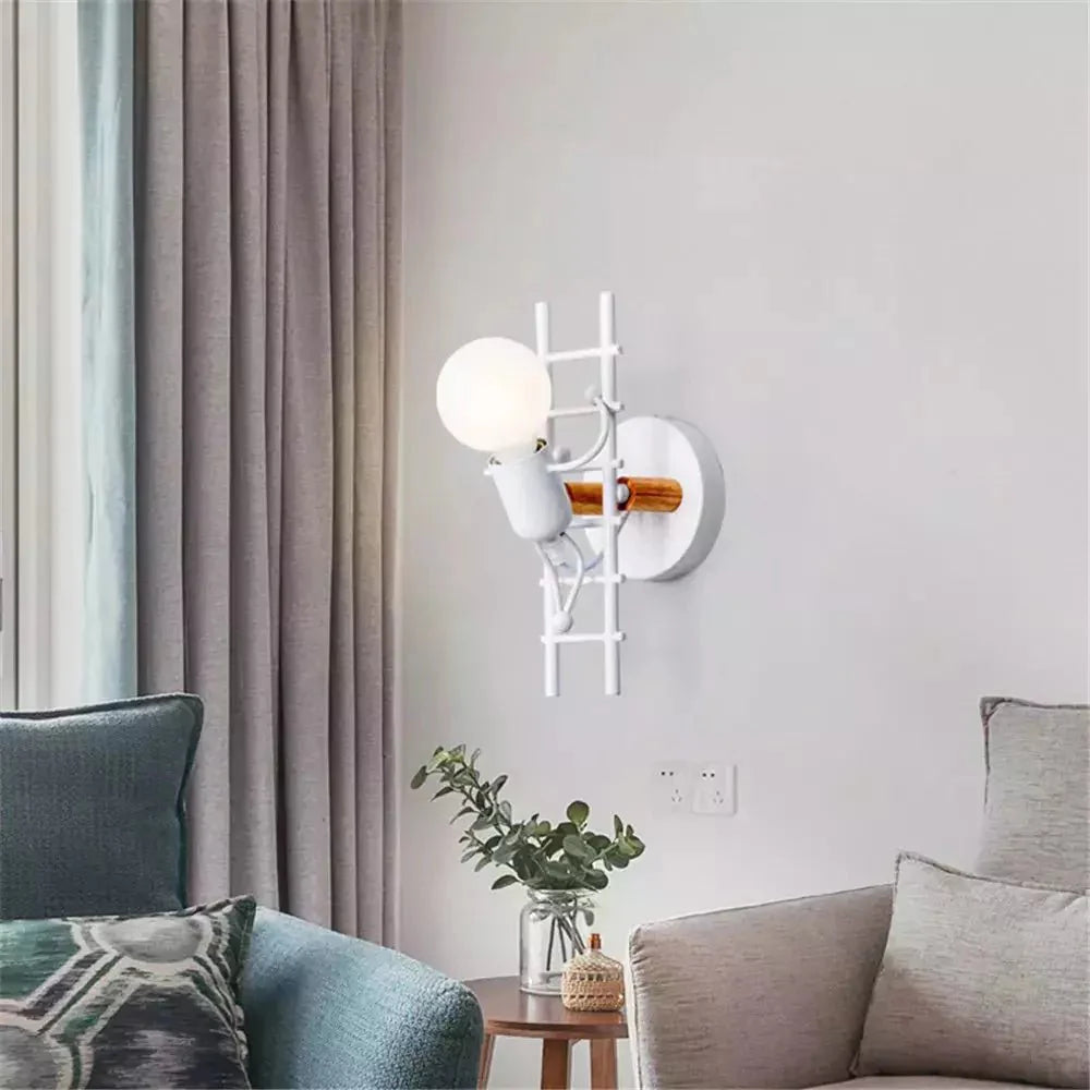 Applique Murale Bonhomme, LED E27 Design Fer