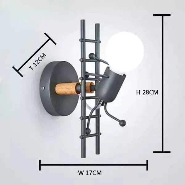 Applique Murale Bonhomme, LED E27 Design Fer