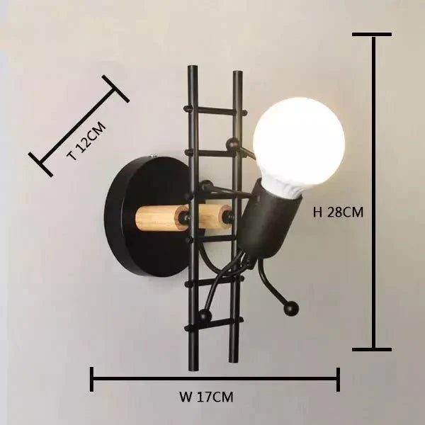 Applique Murale Bonhomme, LED E27 Design Fer