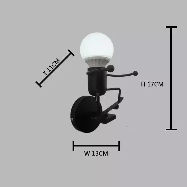 Applique Murale Bonhomme, LED E27 Design Fer