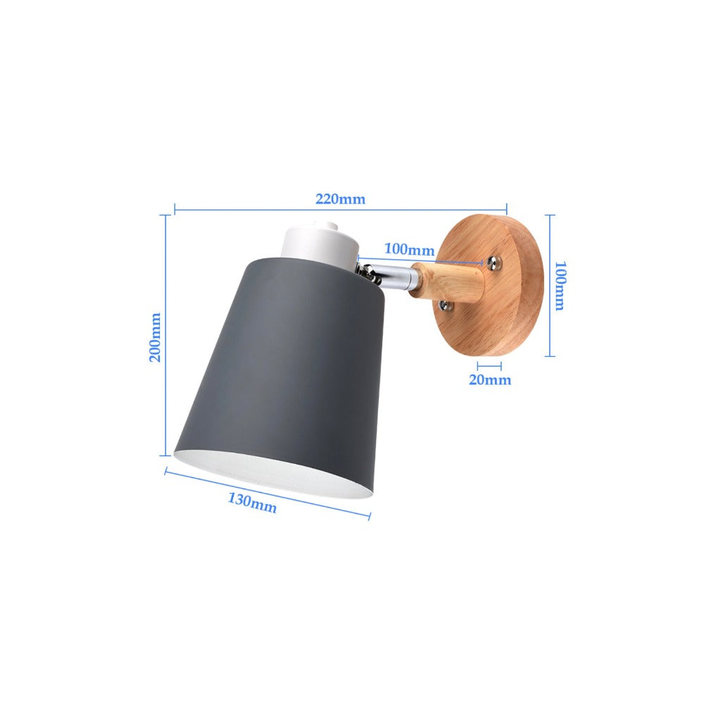 Applique Murale LED avec Abat-Jour Orientable en Métal et Support en Bois | Éclairage Moderne et Pratique