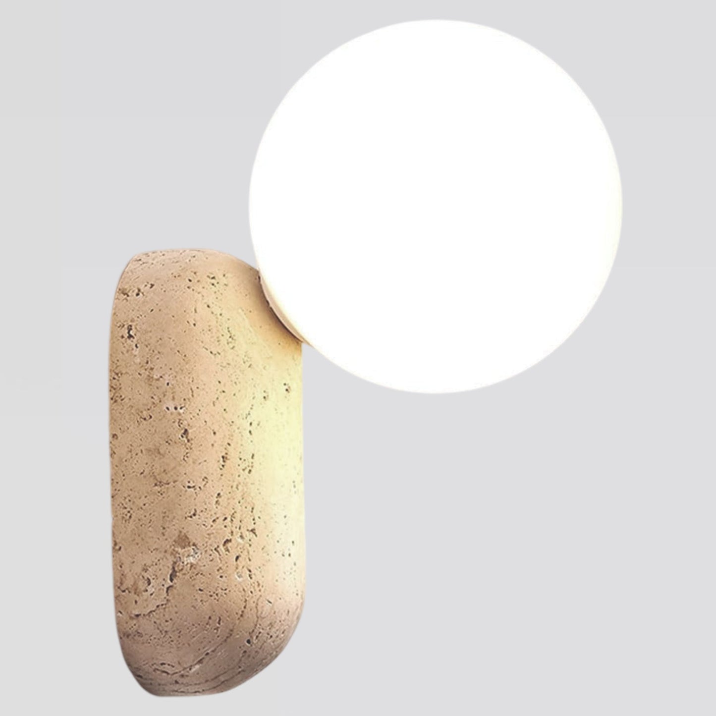 Applique Murale Moderne Pierre Travertin & Verre Opale