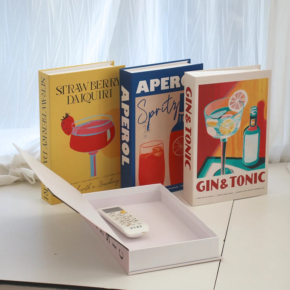 Livres Décoratifs Cocktails, Faux Livre de Rangement, 26 cm