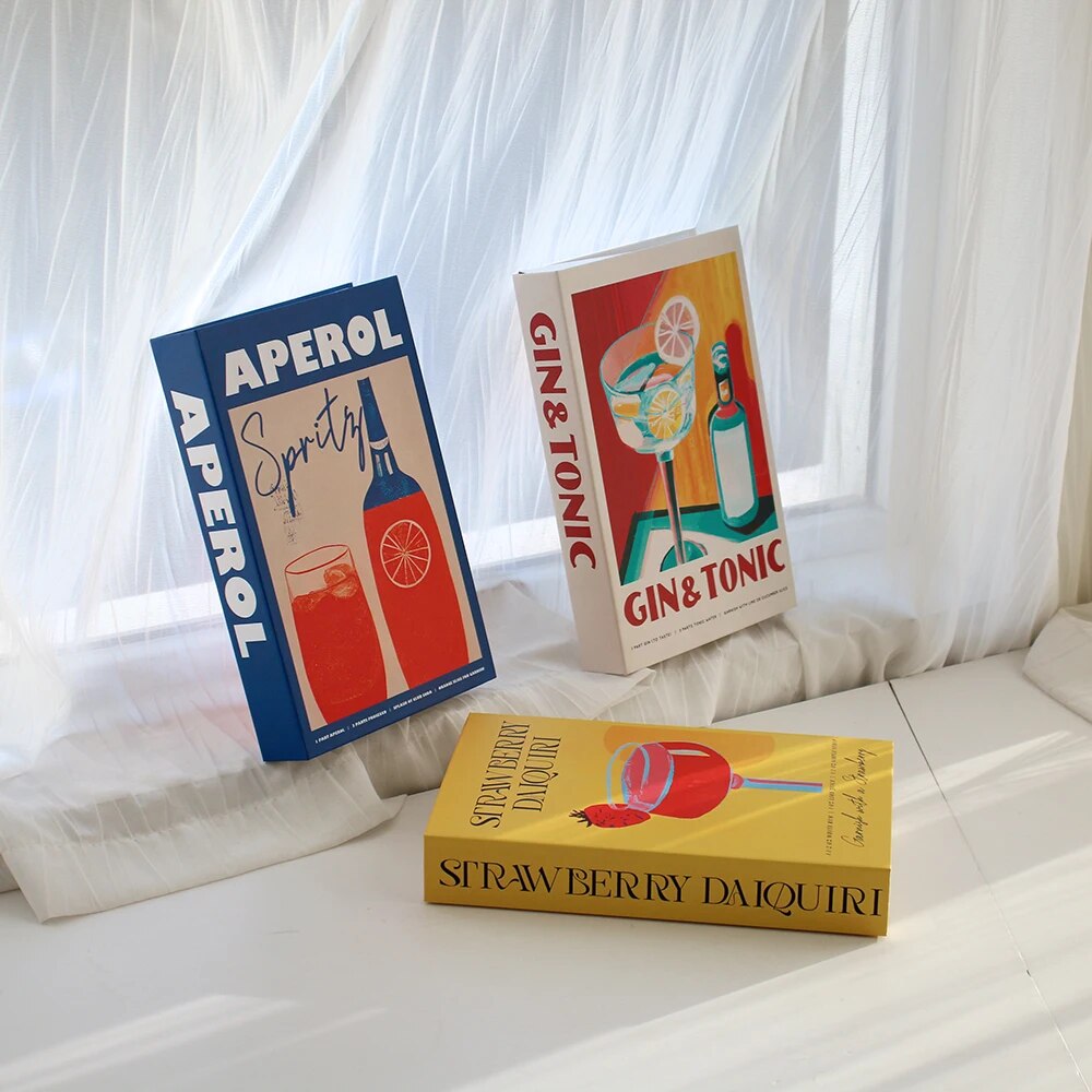 Livres Décoratifs Cocktails, Faux Livre de Rangement, 26 cm
