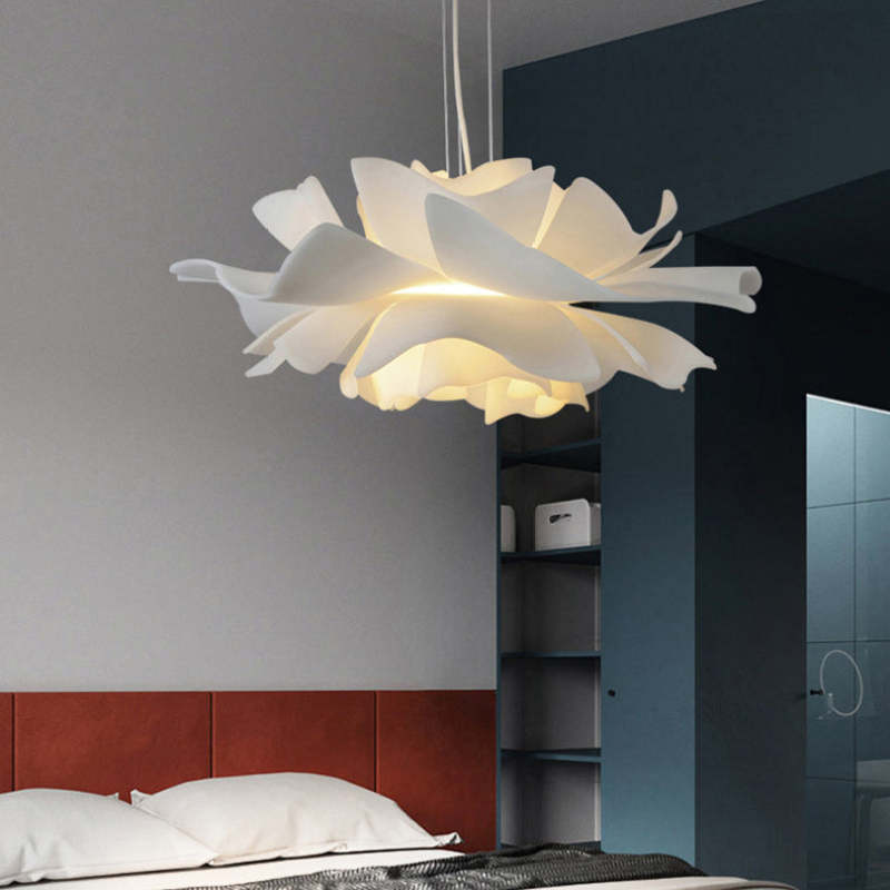 Suspension Moderne Métal Blanc Forme Fleur
