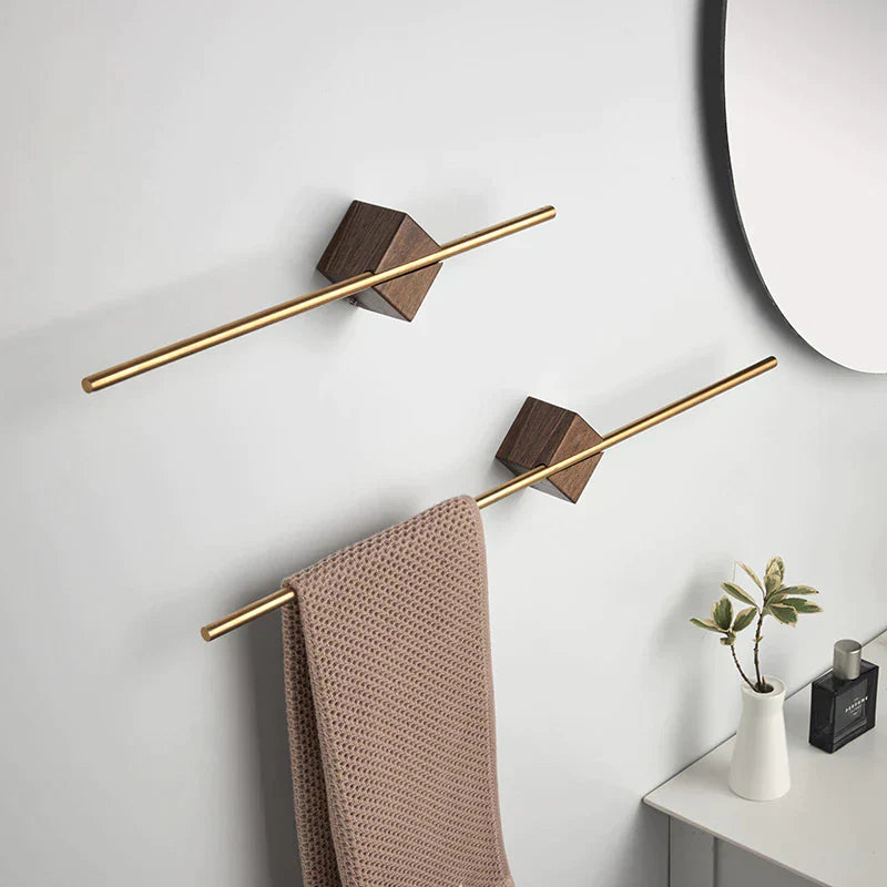 Porte-Serviettes Mural en Acier Inox, Finition Bois