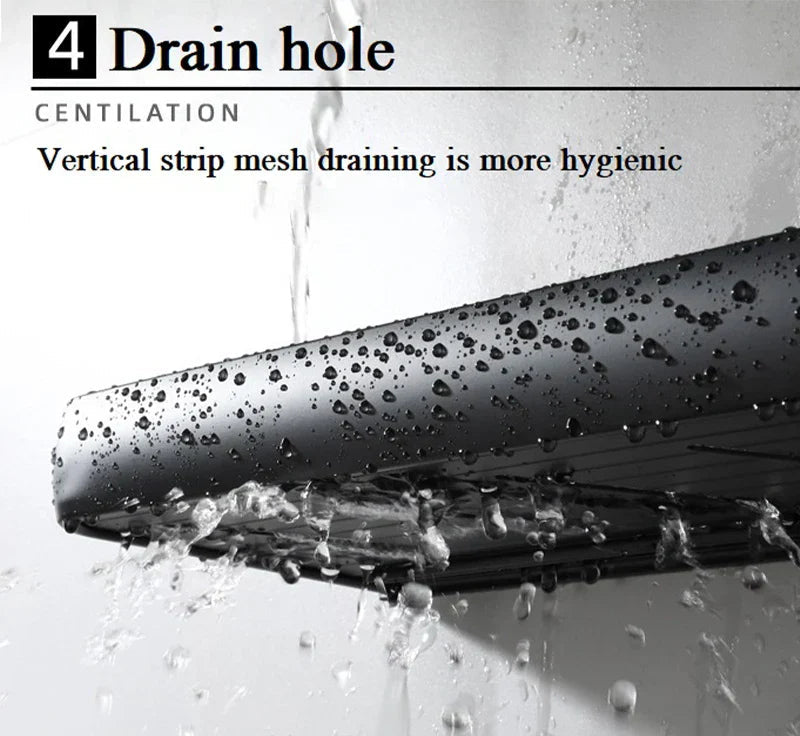 Étagère Murale Salle de Bain Noire Sans Perçage 3 Niveaux