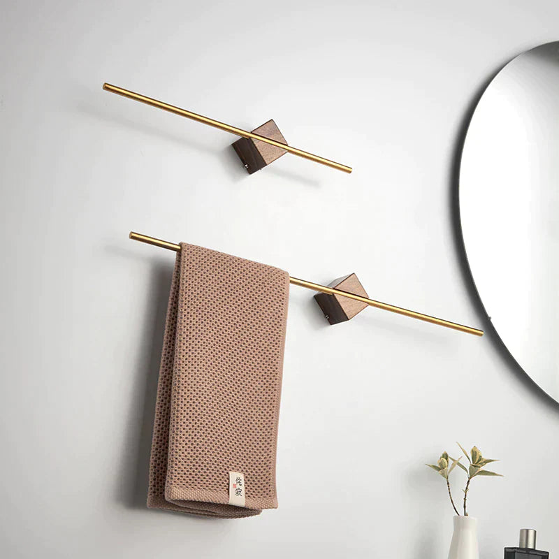 Porte-Serviettes Mural en Acier Inox, Finition Bois
