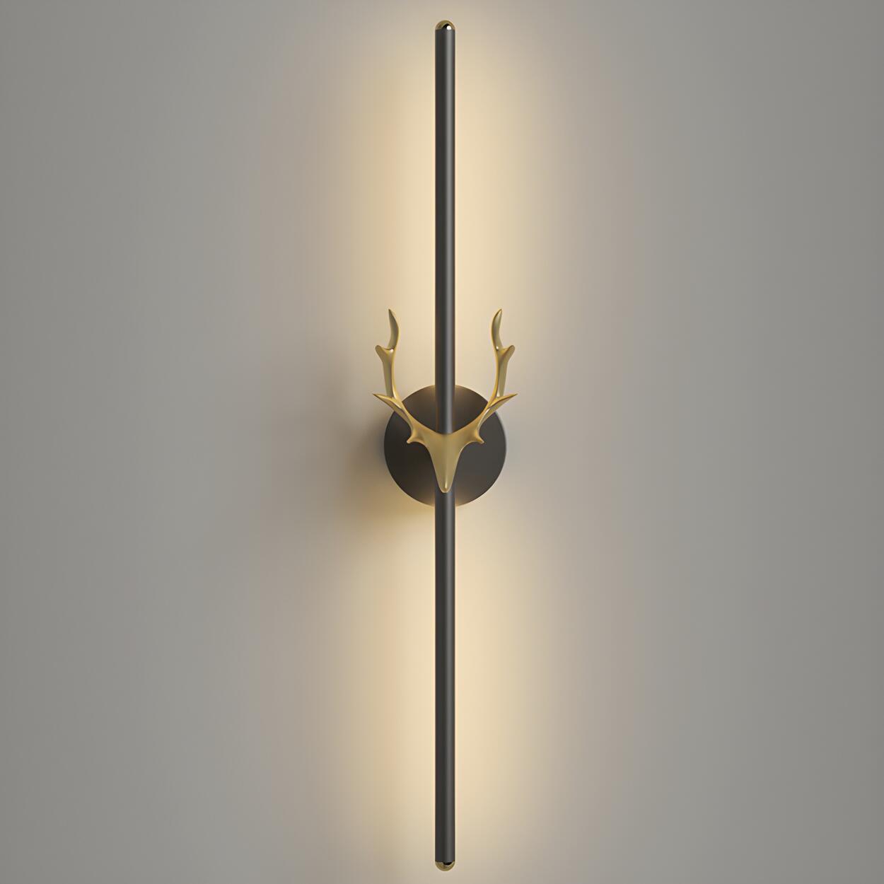 Applique Murale Moderne Noire avec Bois Doré