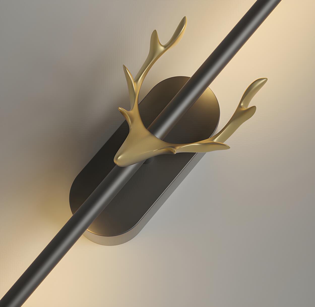 Applique Murale Moderne Noire avec Bois Doré