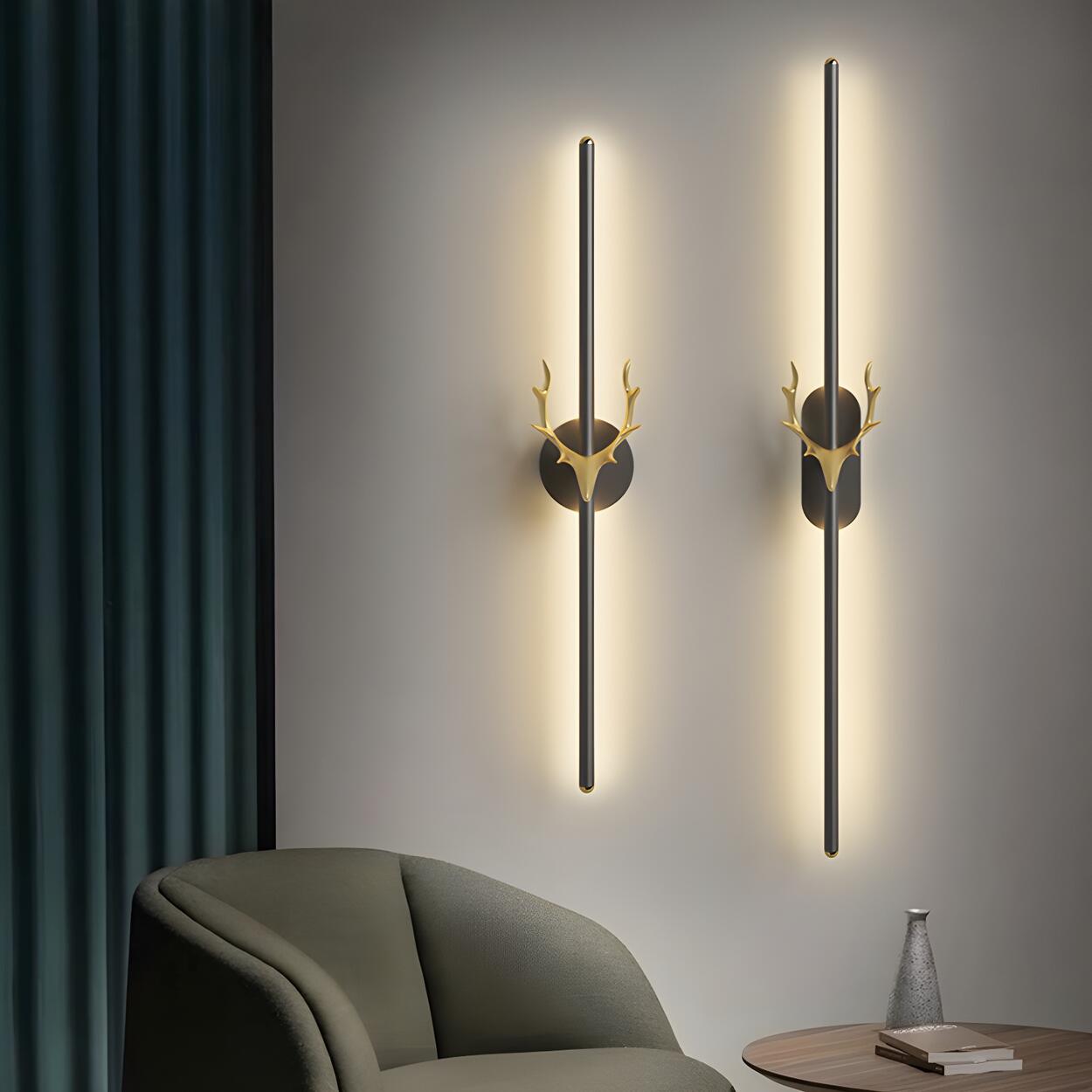 Applique Murale Moderne Noire avec Bois Doré
