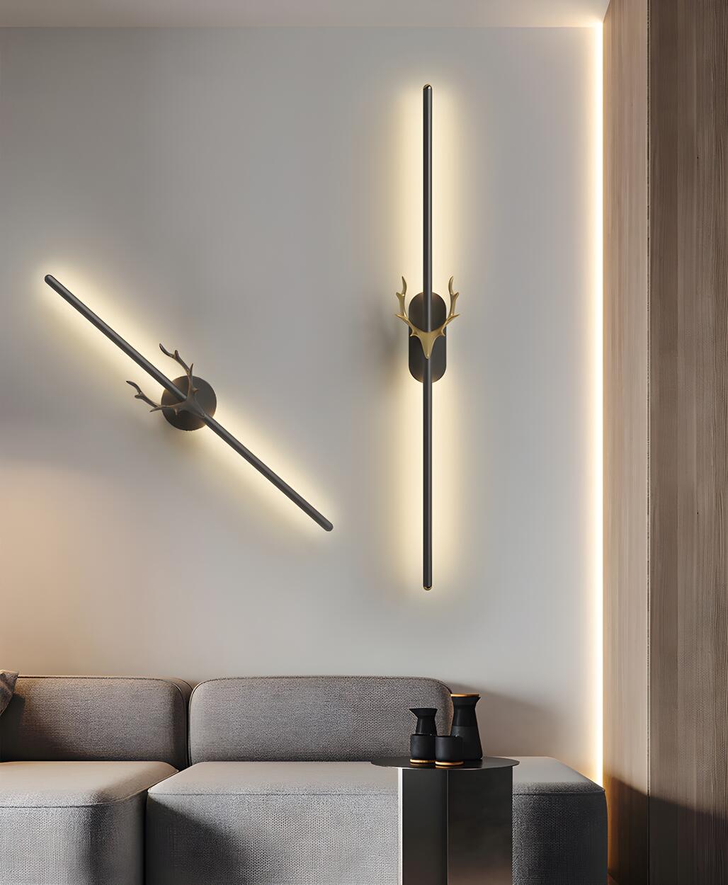 Applique Murale Moderne Noire avec Bois Doré